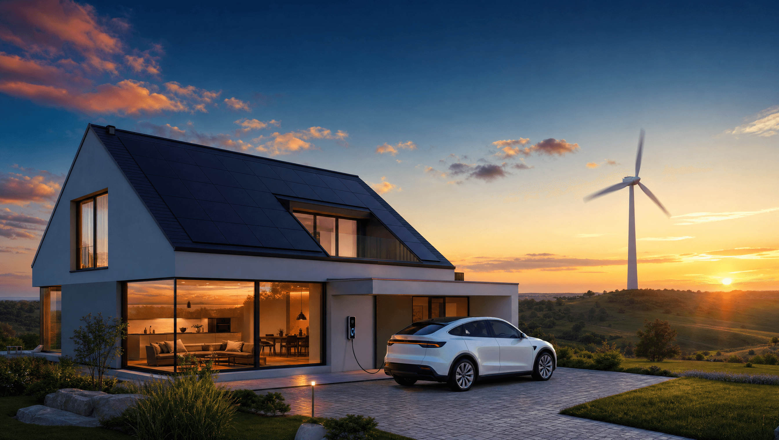 Visuel d'ambiance habitat et énergies renouvelables — invitation à la rénovation énergétique des particuliers (isolation, PAC, aides) avec MHF