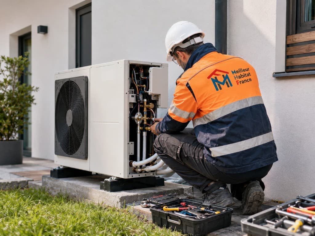 Pompe à chaleur installée sur une maison — Coup de pouce chauffage et rénovation énergétique avec MHF